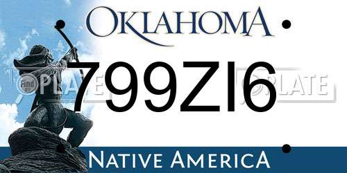 799ZI6 Oklahoma License Plate