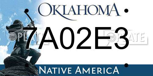7A02E3 Oklahoma License Plate