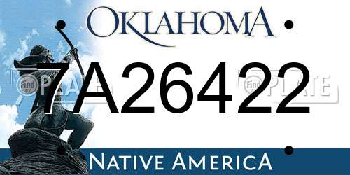 7A26422 Oklahoma License Plate