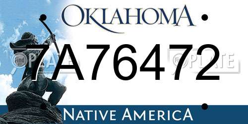 7A76472 Oklahoma License Plate