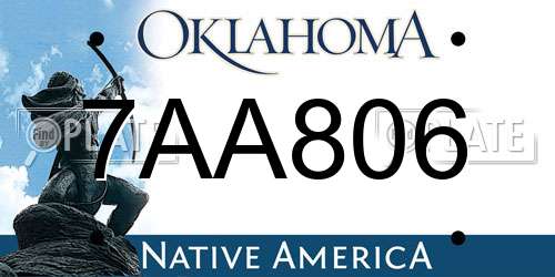 7AA806 Oklahoma License Plate