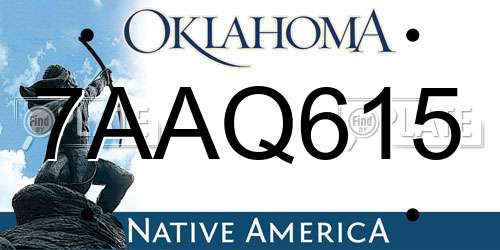 7AAQ615 Oklahoma License Plate