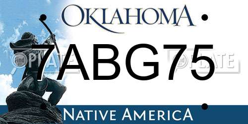 7ABG75 Oklahoma License Plate