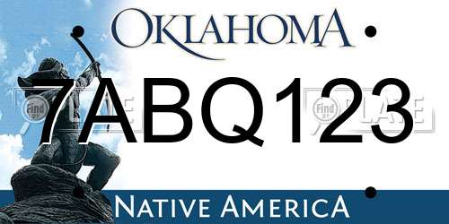 7ABQ123 Oklahoma License Plate