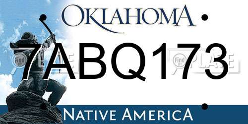 7ABQ173 Oklahoma License Plate