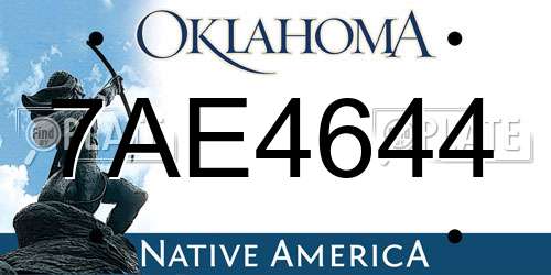 7AE4644 Oklahoma License Plate