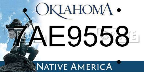 7AE9558 Oklahoma License Plate