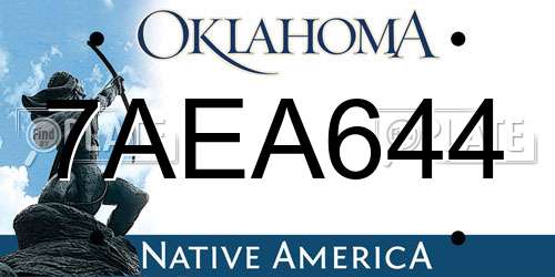 7AEA644 Oklahoma License Plate