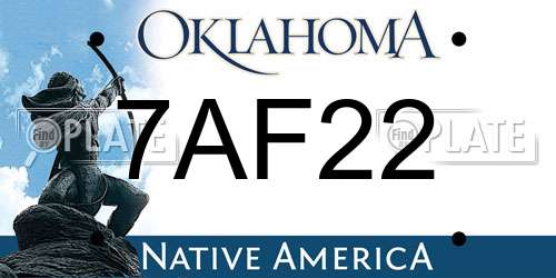 7AF22 Oklahoma License Plate