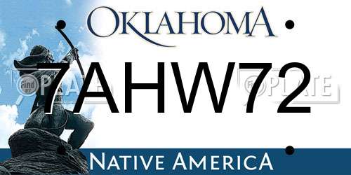 7AHW72 Oklahoma License Plate