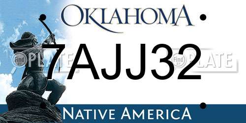 7AJJ32 Oklahoma License Plate