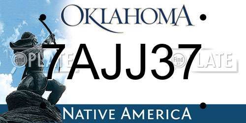 7AJJ37 Oklahoma License Plate