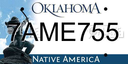7AME755 Oklahoma License Plate