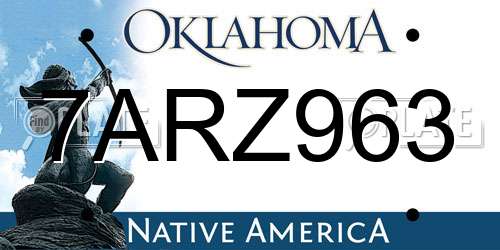 7ARZ963 Oklahoma License Plate
