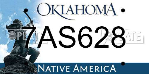 7AS628 Oklahoma License Plate
