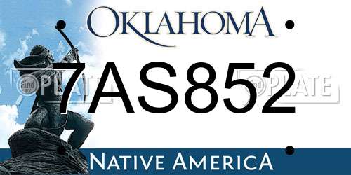 7AS852 Oklahoma License Plate