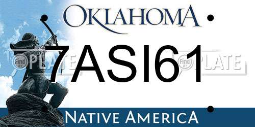 7ASI61 Oklahoma License Plate