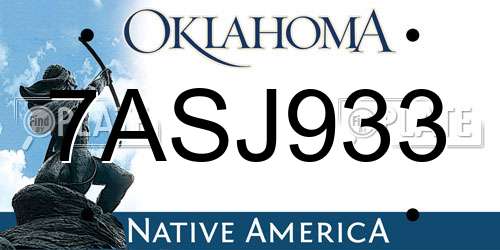 7ASJ933 Oklahoma License Plate