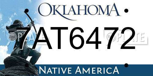 7AT6472 Oklahoma License Plate