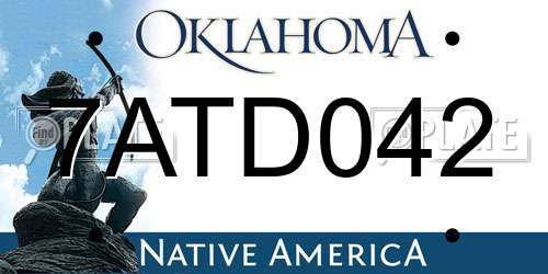 7ATD042 Oklahoma License Plate