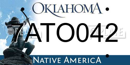 7ATO042 Oklahoma License Plate