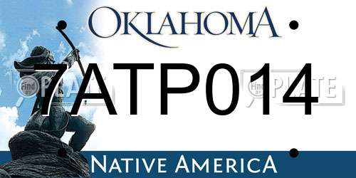 7ATP014 Oklahoma License Plate