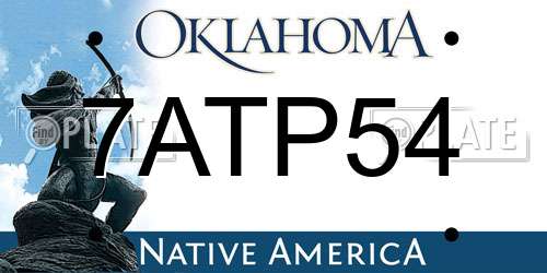 7ATP54 Oklahoma License Plate