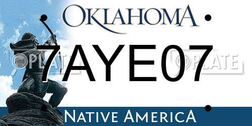 7AYE07 Oklahoma License Plate