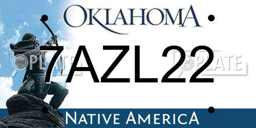7AZL22 Oklahoma License Plate