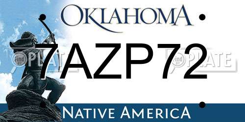 7AZP72 Oklahoma License Plate