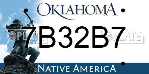 7B32B7 Oklahoma License Plate