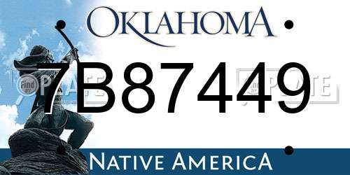 7B87449 Oklahoma License Plate