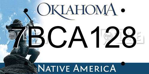 7BCA128 Oklahoma License Plate