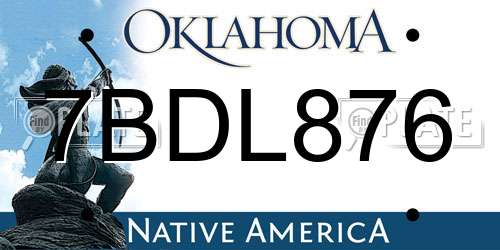 7BDL876 Oklahoma License Plate