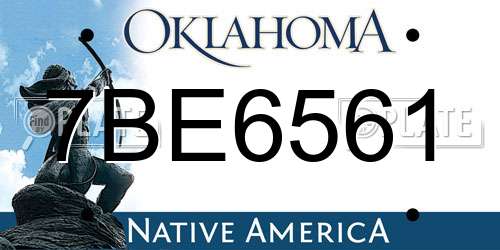 7BE6561 Oklahoma License Plate