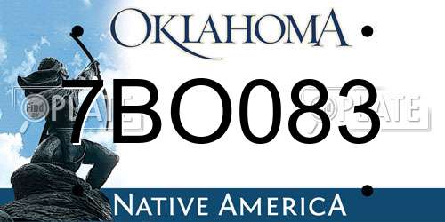 7BO083 Oklahoma License Plate