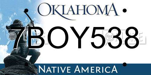 7BOY538 Oklahoma License Plate