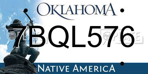 7BQL576 Oklahoma License Plate