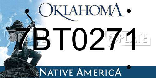 7BT0271 Oklahoma License Plate
