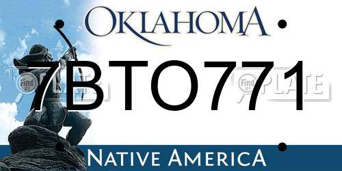 7BTO771 Oklahoma License Plate