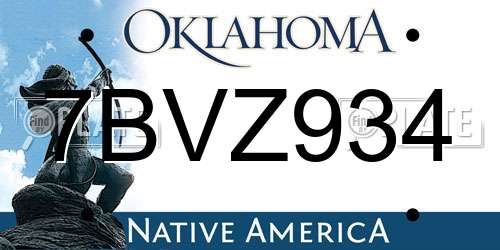 7BVZ934 Oklahoma License Plate