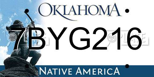 7BYG216 Oklahoma License Plate