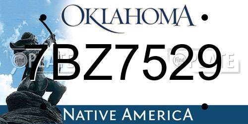 7BZ7529 Oklahoma License Plate
