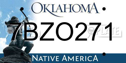 7BZO271 Oklahoma License Plate