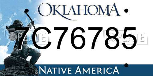 7C76785 Oklahoma License Plate