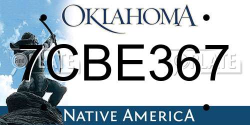 7CBE367 Oklahoma License Plate