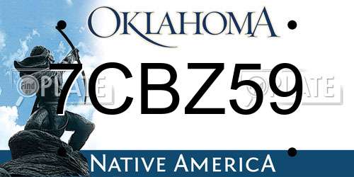 7CBZ59 Oklahoma License Plate