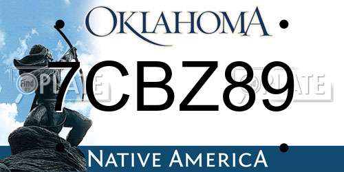 7CBZ89 Oklahoma License Plate