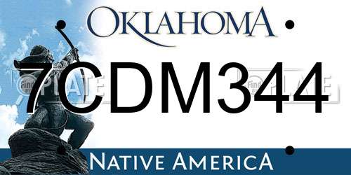 7CDM344 Oklahoma License Plate