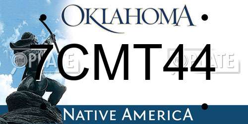 7CMT44 Oklahoma License Plate